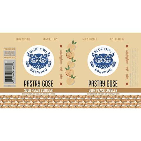 Blue Owl Pastry Gose by Blue Owl Brewing, beer label