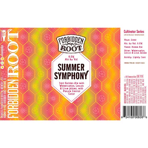 Destihl Forbidden Root Summer Symphony Tart Golden Ale by Destihl Brewery, beer label