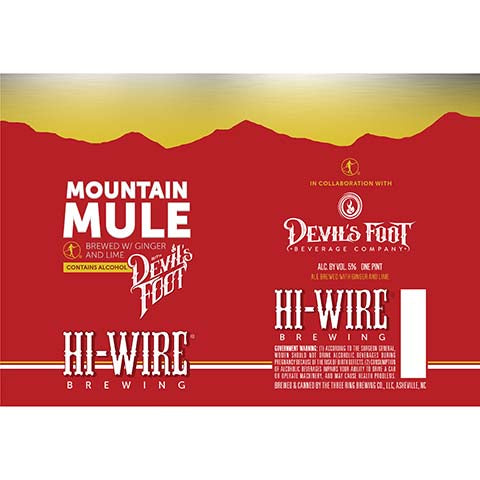 Hi-Wire Brewing Mountain Mule Devil's Foot by The Bruery, beer label
