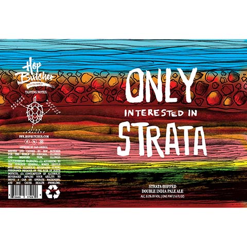 Hop Butcher Only Interested in Strata DIPA by Hop Butcher For the World, beer label