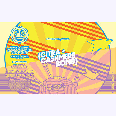 Sloop Citra + Cashmere Bomb IPA by Sloop Brewing, beer label