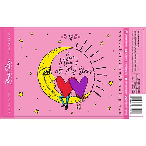 Phase Three Sun, Moon & All My Stars Milk Stout by Phase Three Brewing Company, beer label