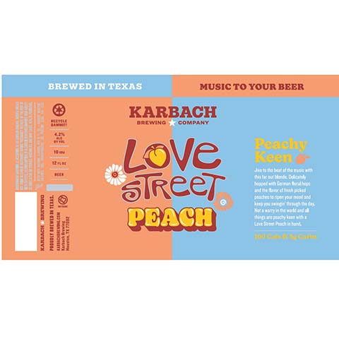 Karbach Love Street Peach Blonde by Karbach Brewing Co, beer label