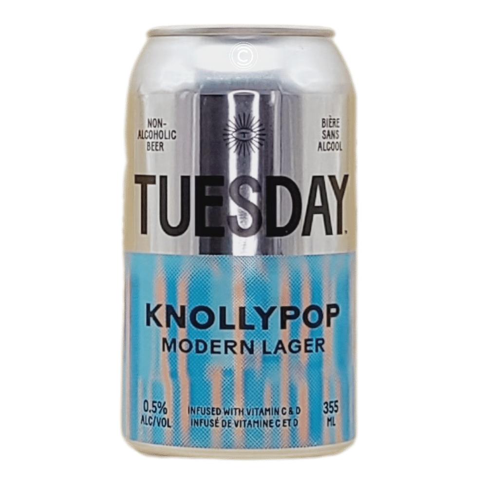 Knollypop Modern Lager Non-Alcoholic by Tuesday Brewing Co., beer label