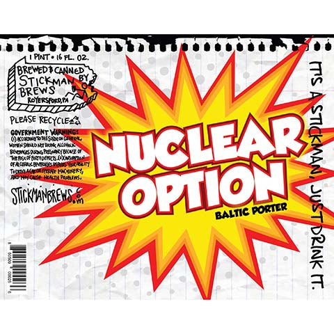 Stickman Nuclear Option Baltic Porter by Stickman Brews, beer label