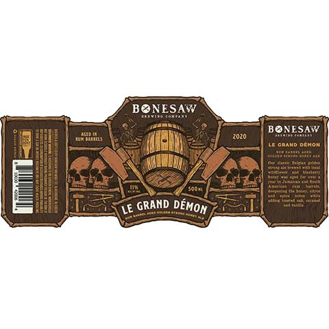 Bonesaw Le Grand Demon Honey Ale by Bonesaw Brewing Co., beer label