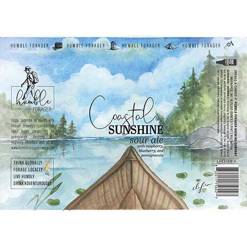 Humble Forager Coastal Sunshine V4: Raspberry, Blueberry, Pomegranate by Humble Forager Brewery, beer label
