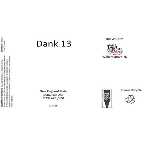 13th Child Dank 13 NEIPA by 13th Child Brewery, beer label