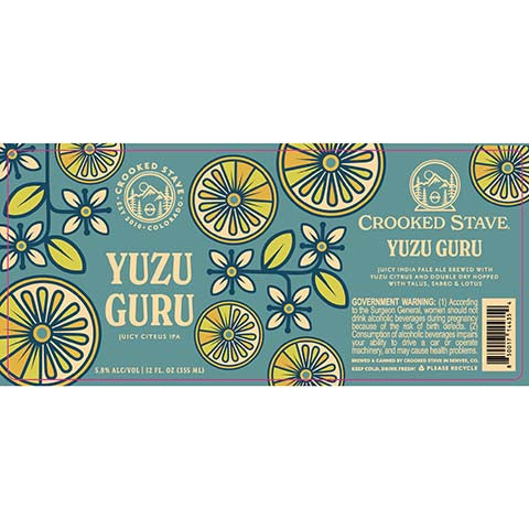 Crooked Stave Yuzu Guru Juicy Citrus IPA by Crooked Stave Artisan Beer Project, beer label