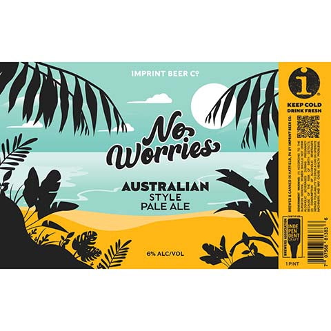 Imprint No Worries Australian Pale Ale by Imprint Beer Company, beer label