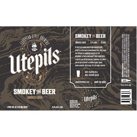 Utepils Smokey The Beer Lager by Utepils Brewing Co, beer label