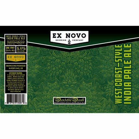 Ex Novo Dentelle Dank IPA by Ex Novo Brewing Co, beer label
