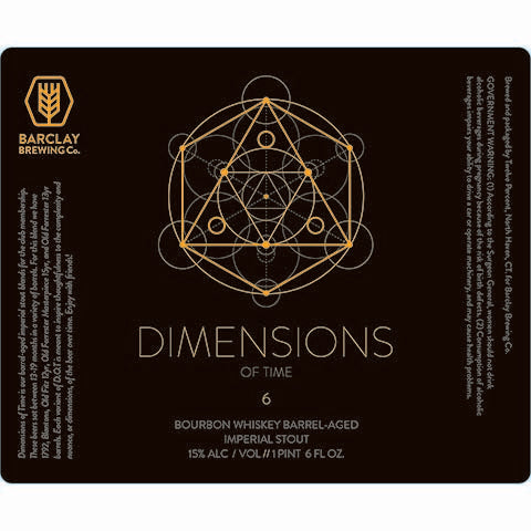 Barclay Dimensions of Time - 6 (Bourbon Blend) Imperial Stout by Barclay Brewing Co., beer label