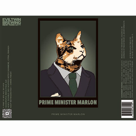Evil Twin Prime Minister Marlon Quadruple IPA by Evil Twin Brewing, beer label
