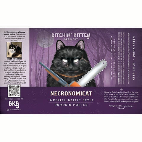 Bitchin' Kitten Necronomicat Porter by Bitchin' Kitten Brewery, beer label