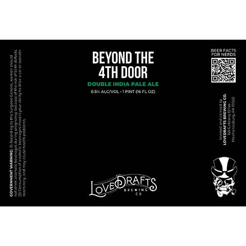 Lovedrafts Beyond The 4th Door DIPA by Lovedrafts Brewing Co., beer label