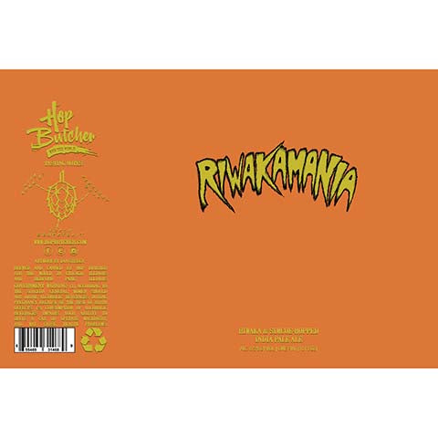 Hop Butcher Riwakamania IPA (Riwaka & Simcoe) by Hop Butcher For the World, beer label
