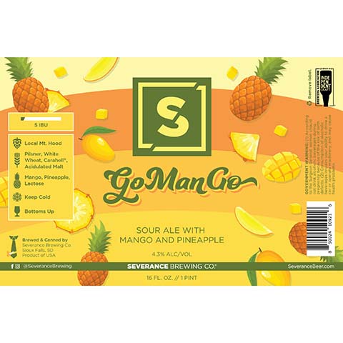 Severance Go Man Go Sour Ale by Severance Brewing Company, beer label