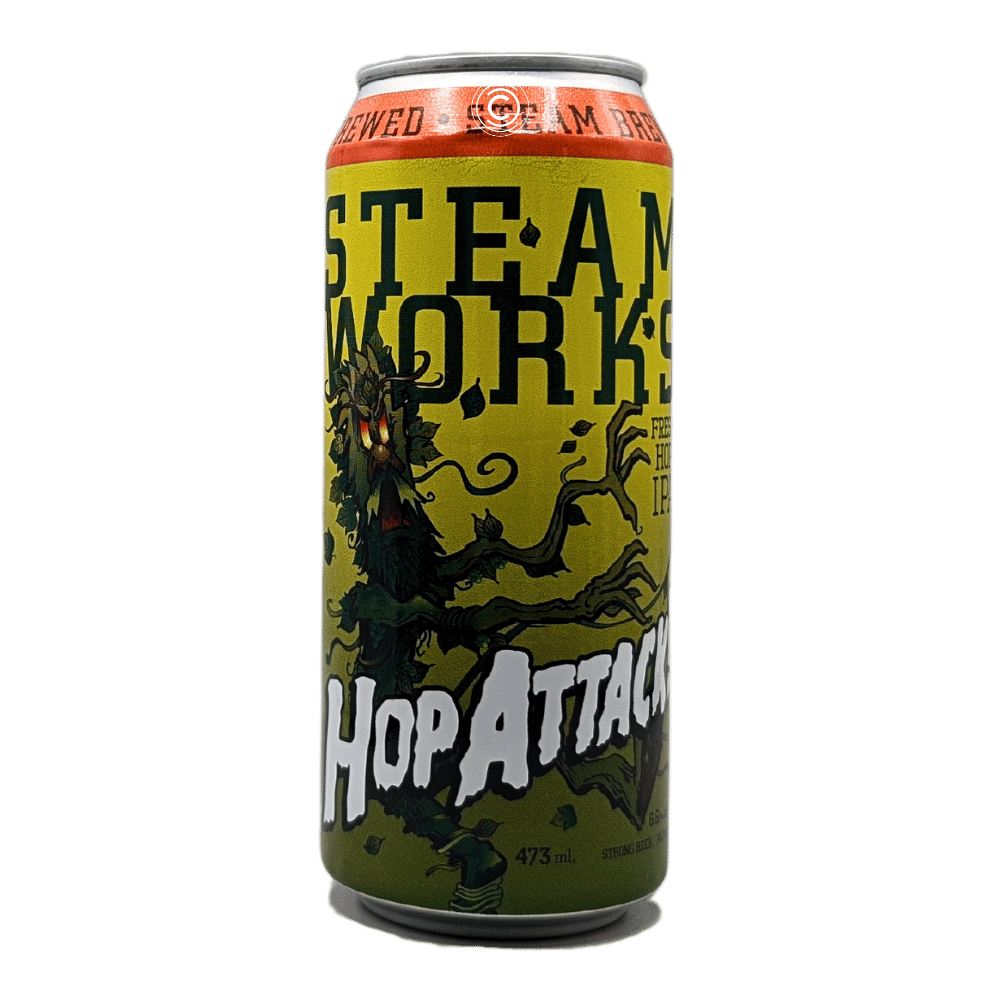 Hop Attack! Fresh Hop IPA by Steamworks Brewery - Brewpub, beer label
