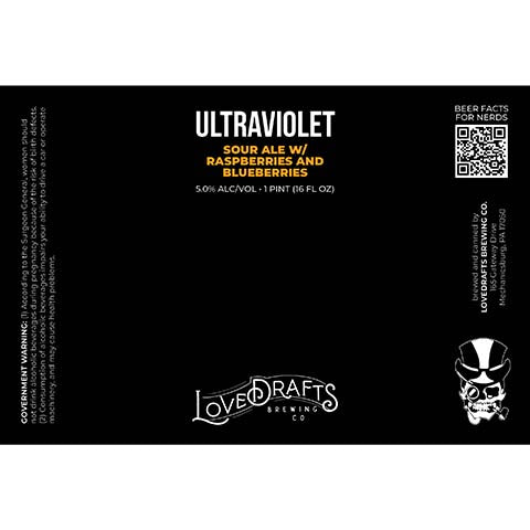 Lovedrafts Ultraviolet Sour Ale by Lovedrafts Brewing Co., beer label