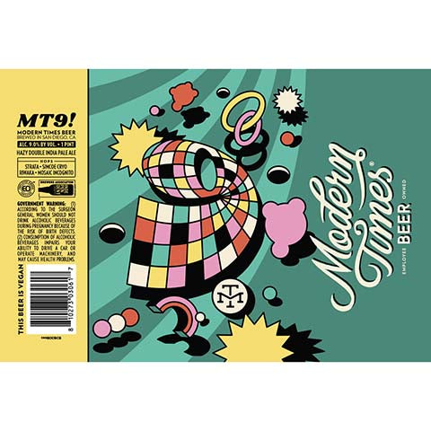 Modern Times MT9! Hazy DIPA by Modern Times Beer, beer label