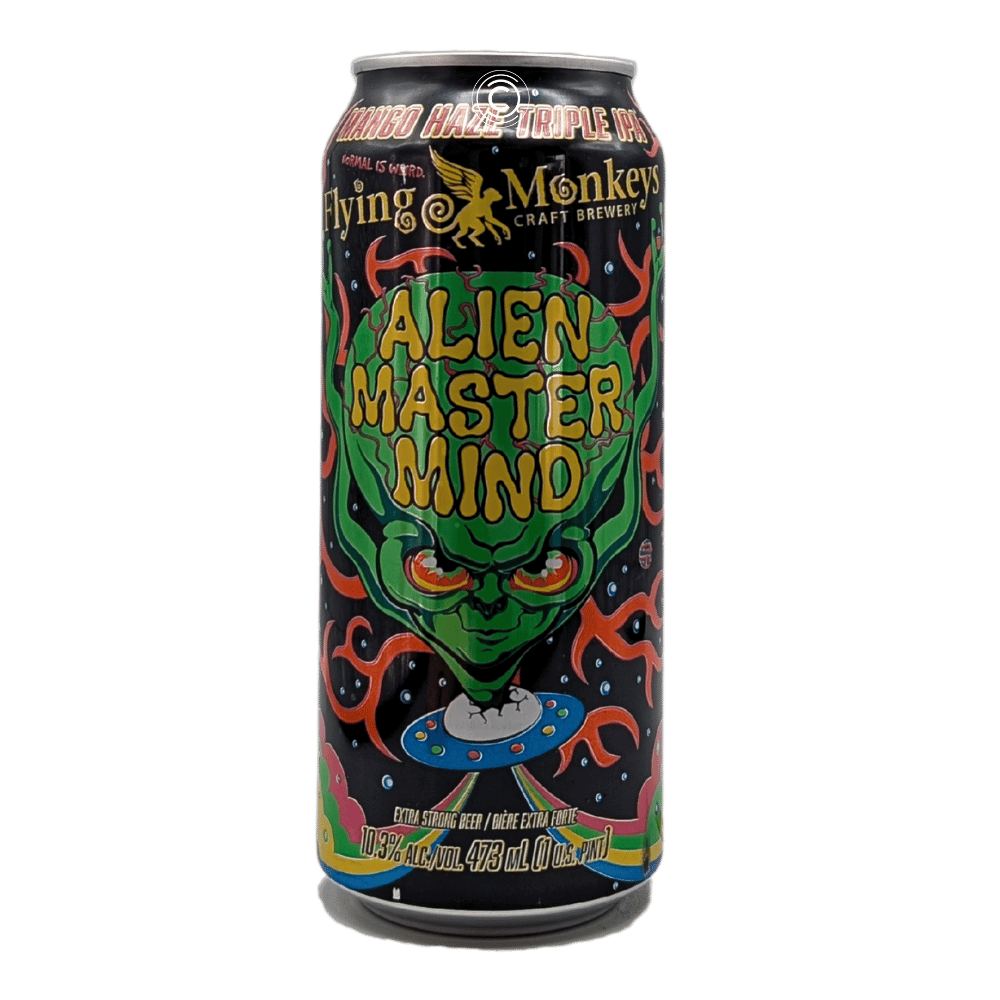 Alien Mastermind Mango Haze Triple IPA by Flying Monkeys Craft Brewery, beer label