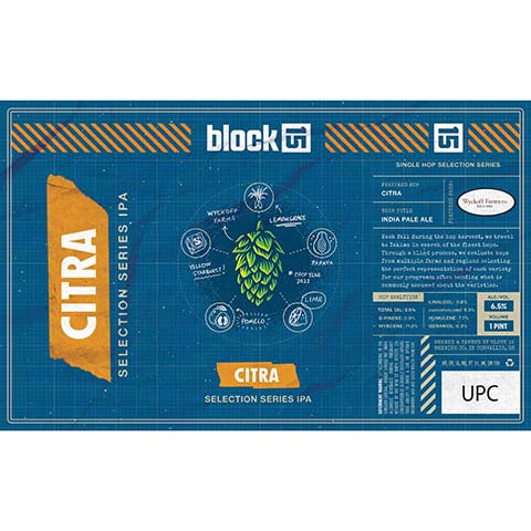 Block 15 Citra IPA by Block 15, beer label