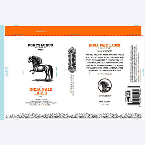 Ponysaurus India Pale Lager by Ponysaurus Brewing Company, beer label