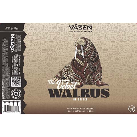 Vasen The Velvet Walrus Milk Stout by Vasen Brewing Company, beer label
