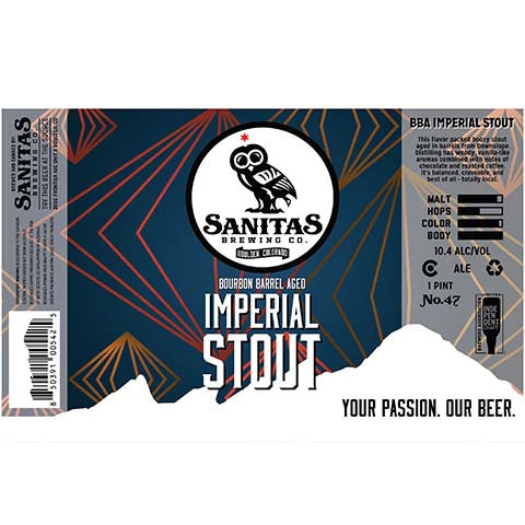 Sanitas Imperial Stout by Sanitas Brewing Co, beer label