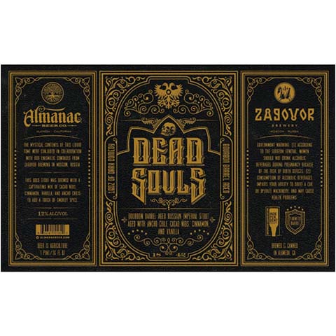 Almanac Dead Souls Imperial Stout by Almanac Beer Company, beer label