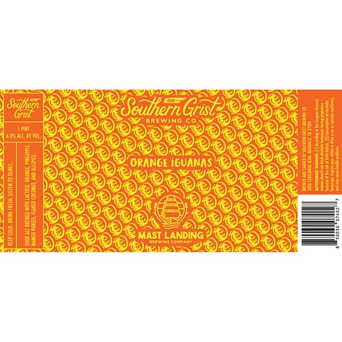 Southern Grist Orange Iguanas Sour Ale by Southern Grist Brewing Company, beer label