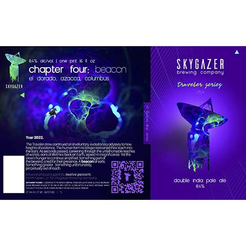 Skygazer Chapter Four: Beacon DIPA by SKYGAZER Brewing Co, beer label