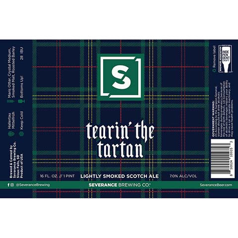 Severance Tearin' The Tartan Scotch Ale by Severance Brewing Company, beer label