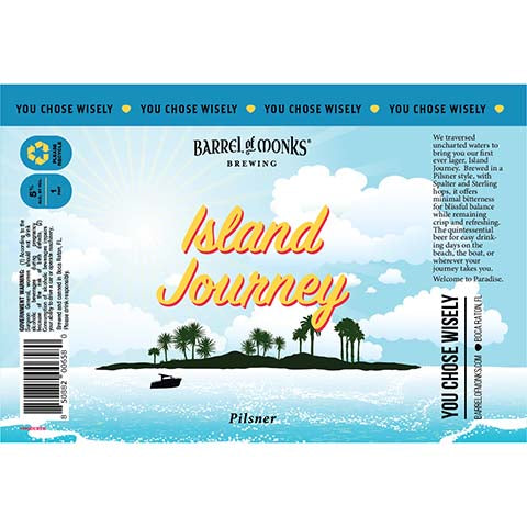 Barrel of Monks Island Journey Pilsner by Barrel of Monks Brewing, beer label