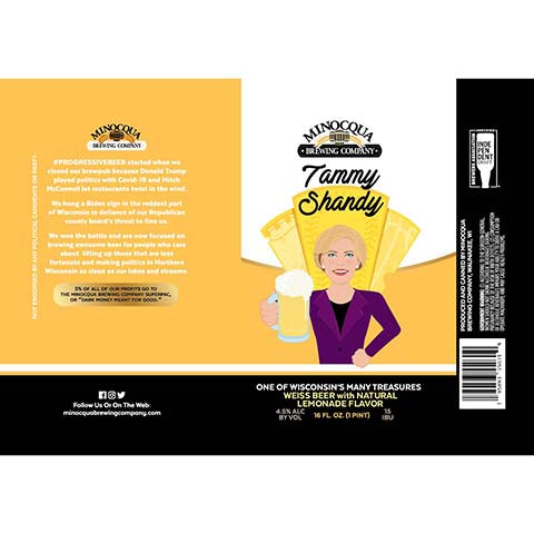 Minocqua Tammy Shandy by Minocqua Brewing Co, beer label