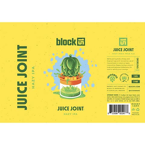 Block 15 Juice Joint Hazy IPA by Block 15, beer label
