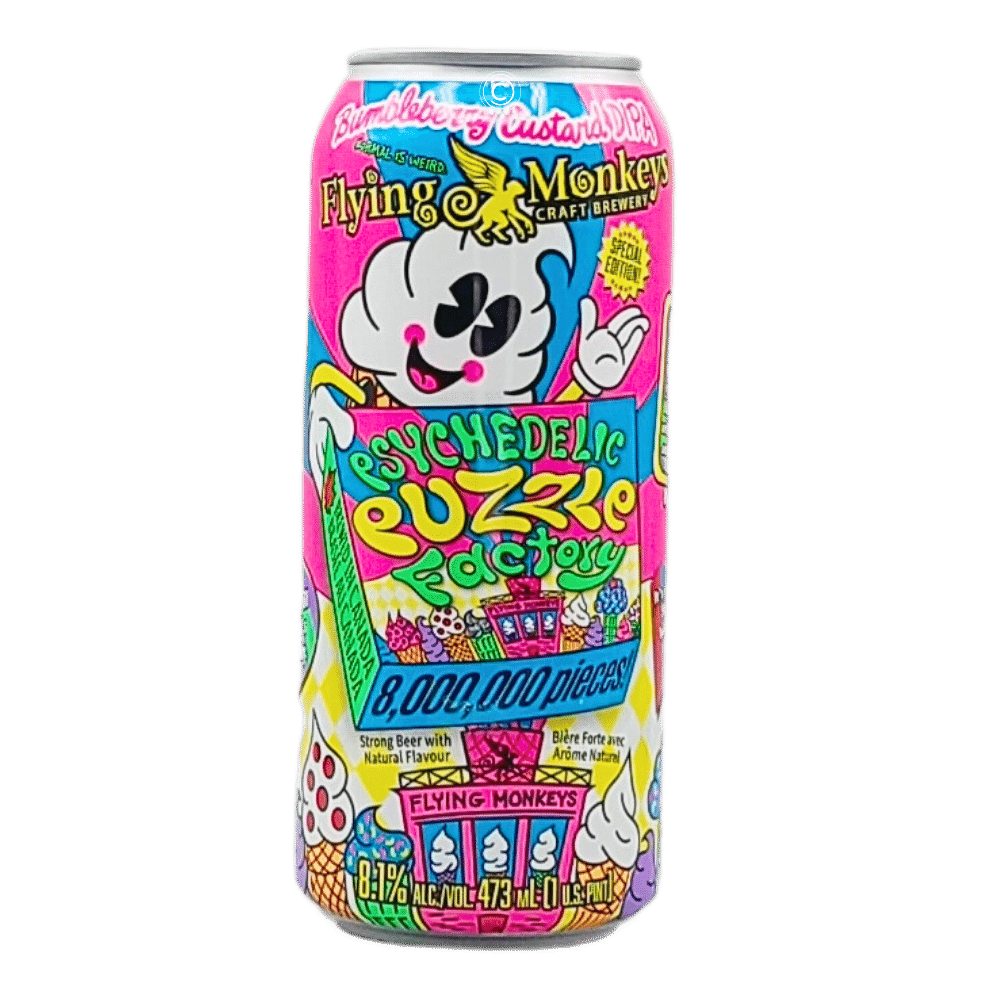 Psychadelic Puzzle Factory Double IPA by Flying Monkeys Craft Brewery, beer label