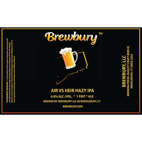 Brewbury Air vs Heir Hazy IPA by Brewbury, beer label
