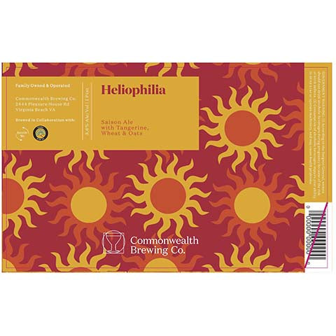Commonwealth Heliophilia Saison Ale by Commonwealth Brewing Co., beer label