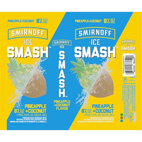 Smirnoff Ice Smash Pineapple + Coconut by Smirnoff, beer label