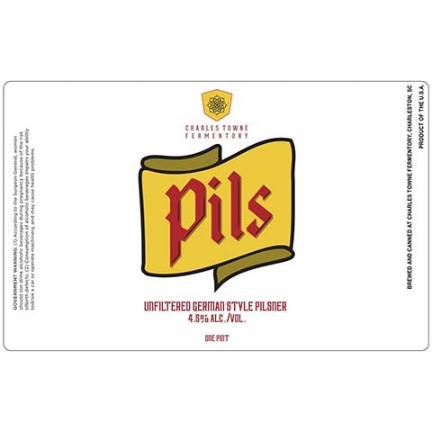 Charles Towne Fermentory Pils Unfiltered German Pilsner by Charles Towne Fermentory, beer label
