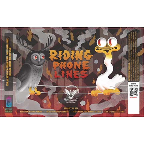 Oozlefinch Riding Phone Lines Sour Ale by Oozlefinch Beers & Blending, beer label