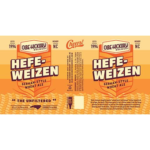 Olde Hickory Hefe-Weizen German Wheat Ale by Olde Hickory Brewery, beer label