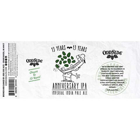 Odd Side Ales Anniversary Imperial IPA by Odd Side Ales, beer label