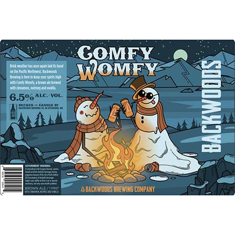 Backwoods Comfy Womfy Brown Ale by Backwoods Brewing Co., beer label