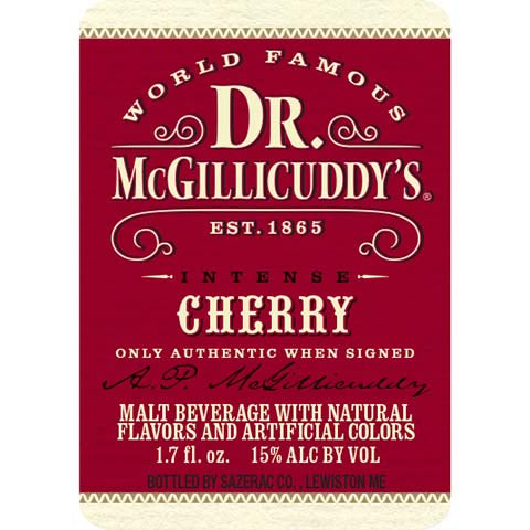 Dr. McGillicuddy's Intense Cherry by Dr. McGillicuddy's, beer label