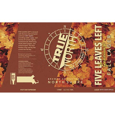 True North Five Leaves Left Fall Lager by True North Ale Company, LLC, beer label