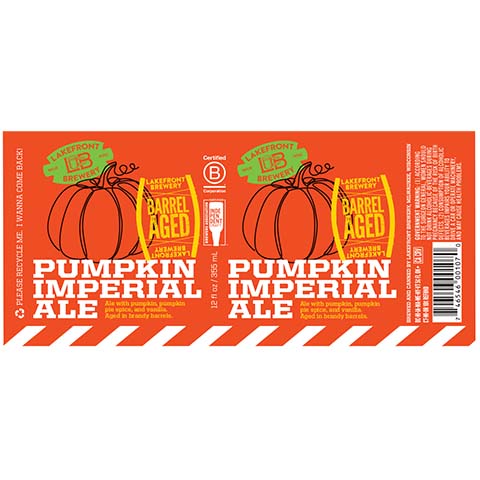 Lakefront Imperial Pumpkin Ale by Lakefront Brewery Inc, beer label
