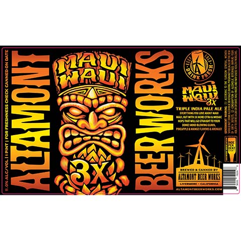 Altamont Maui Waui 3x IPA by Altamont Beer Works, beer label